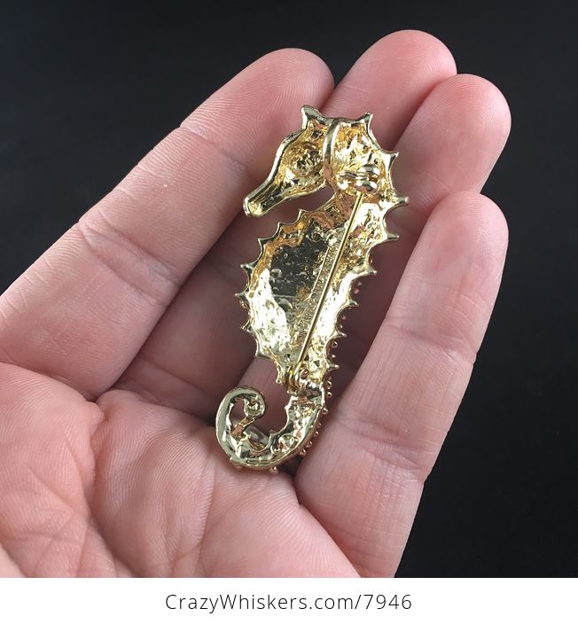 Sold Stunning Green and Gold Seahorse Pendant and Brooch Jewelry - #15d6QeFjJrY-2
