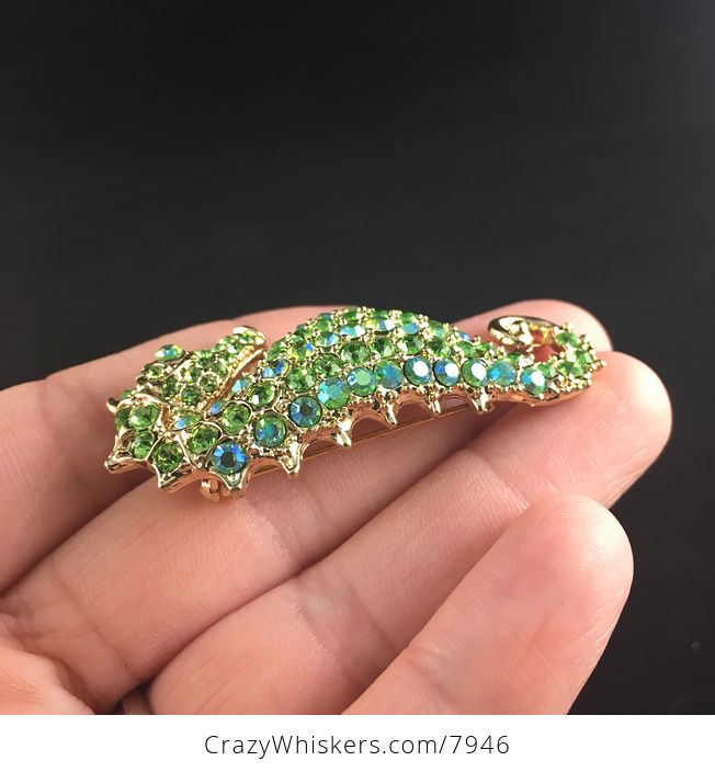 Sold Stunning Green and Gold Seahorse Pendant and Brooch Jewelry - #15d6QeFjJrY-4