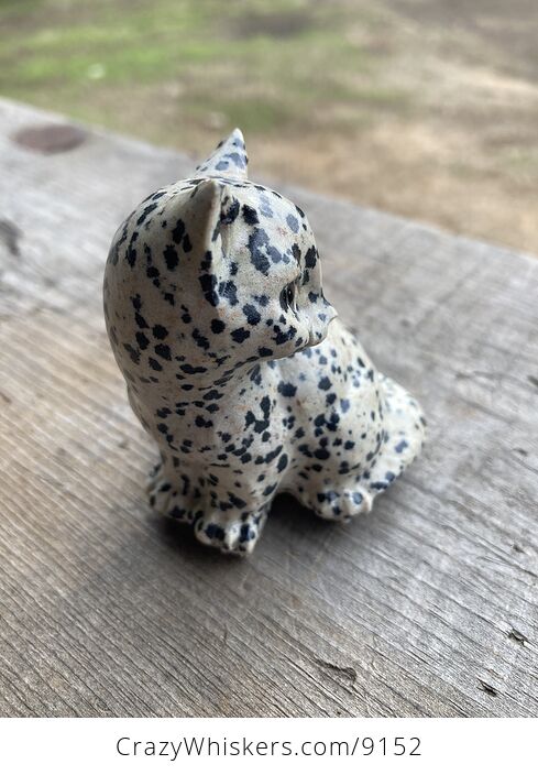 Spotted Dalmatian Jasper Kitty Cat Stone Crystal Figurine Carving - #a8kbWCozYPM-3