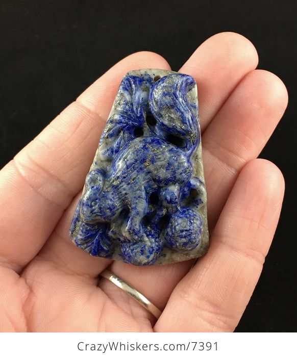 Squirrel Carved Lapis Lazuli Stone Pendant Jewelry - #l3jho8DVlWA-1