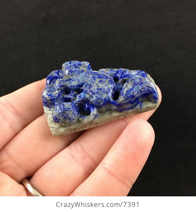 Squirrel Carved Lapis Lazuli Stone Pendant Jewelry - #l3jho8DVlWA-3