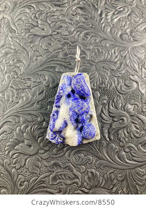 Squirrel Carved Lapis Lazuli Stone Pendant Jewelry - #yTqM1woKPvY-2