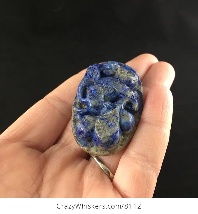Squirrel Carved Lapis Lazuli Stone Pendant Jewelry - #yrd0ltXe9pQ-2