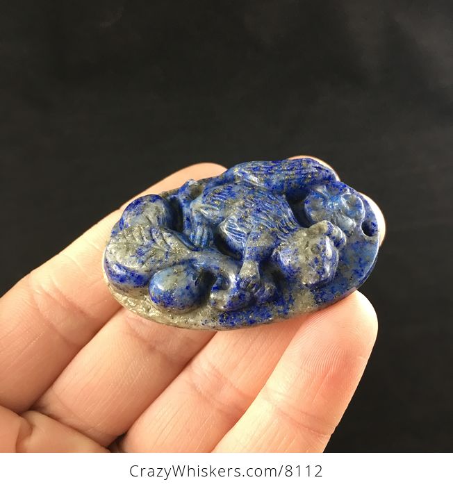 Squirrel Carved Lapis Lazuli Stone Pendant Jewelry - #yrd0ltXe9pQ-3