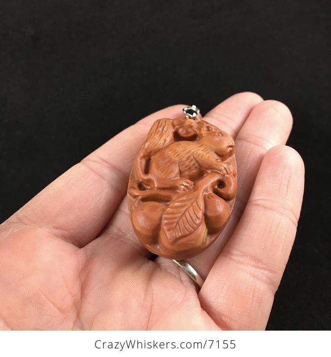 Squirrel Carved Red Jasper Stone Pendant Jewelry - #0nuZgjoTV2s-2