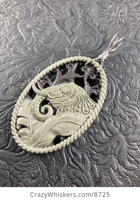 Stone Jewelry Crystal Ornament Pendant Elephant Carved in Jasper - #BwxTBf9ozXg-3
