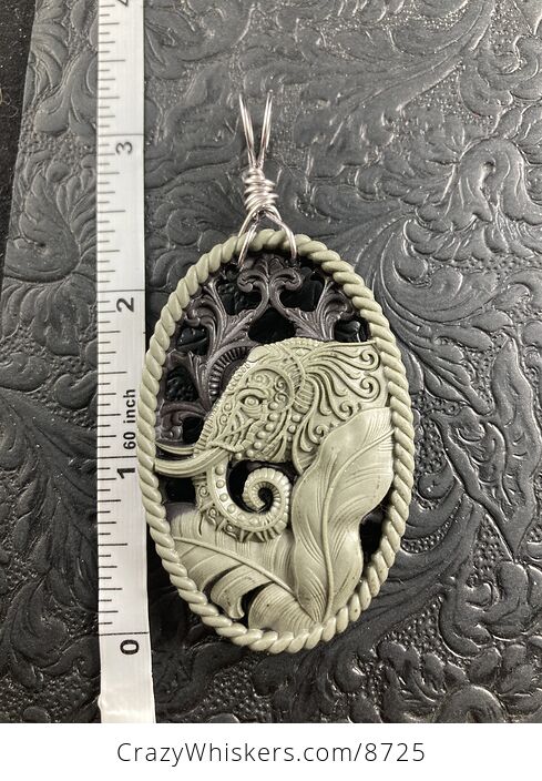 Stone Jewelry Crystal Ornament Pendant Elephant Carved in Jasper - #BwxTBf9ozXg-5