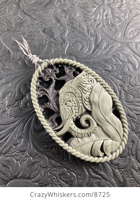 Stone Jewelry Crystal Ornament Pendant Elephant Carved in Jasper - #BwxTBf9ozXg-4