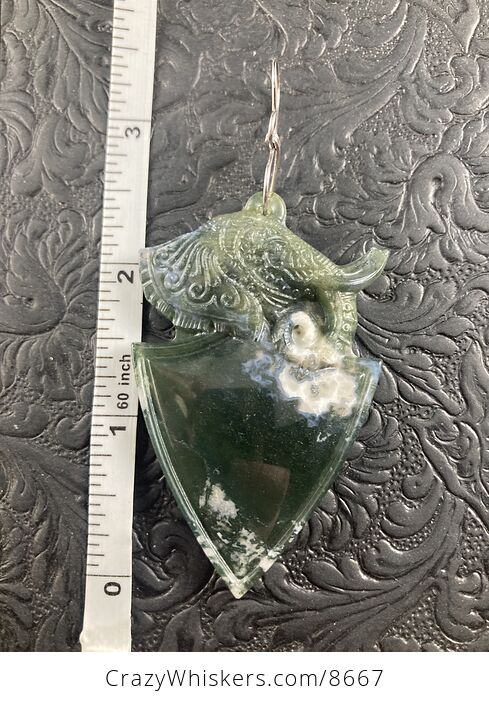 Stone Jewelry Crystal Ornament Pendant Elephant Carved in Moss Agate - #duyFyPecTQ4-5