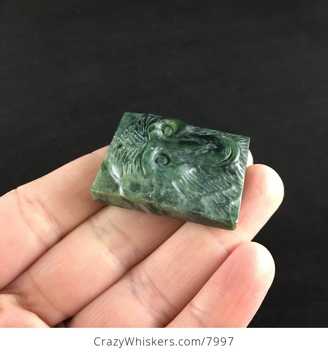 Stone Pendant Jewelry Chimpanzee Monkey Face Carved Green Jasper - #CDhvy9ZiJwc-4