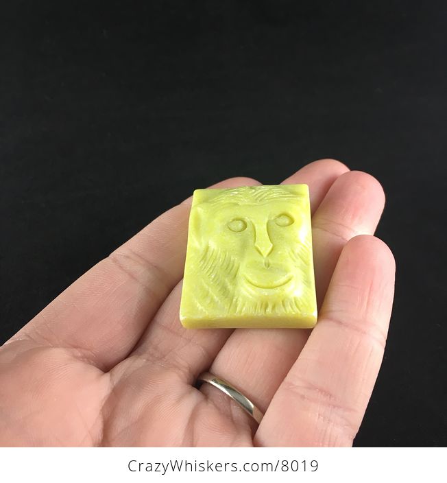 Stone Pendant Jewelry Chimpanzee Monkey Face Carved Lemon Jade - #chtl7VXvZIQ-2