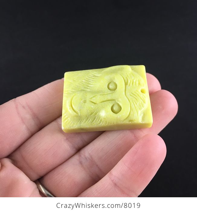 Stone Pendant Jewelry Chimpanzee Monkey Face Carved Lemon Jade - #chtl7VXvZIQ-3