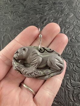 Stone Pendant Jewelry Cougar Mountain Lion Puma Panther Leopard Carved Jasper #eVD4qPfRalk