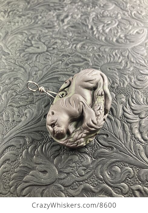 Stone Pendant Jewelry Cougar Mountain Lion Puma Panther Leopard Carved Jasper - #eVD4qPfRalk-5