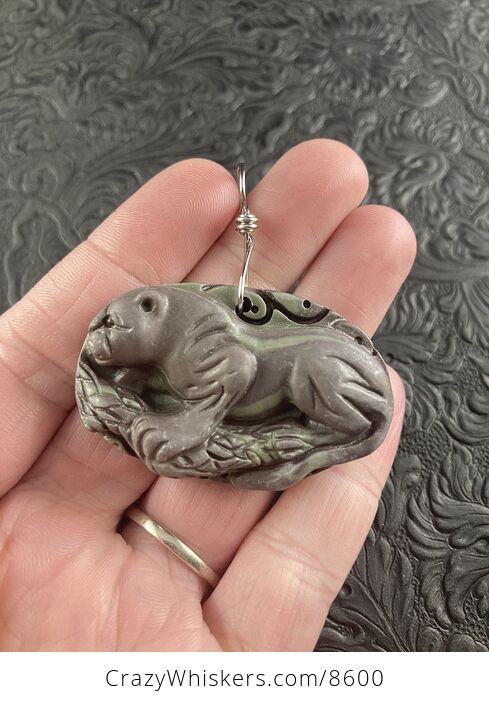Stone Pendant Jewelry Cougar Mountain Lion Puma Panther Leopard Carved Jasper - #eVD4qPfRalk-1