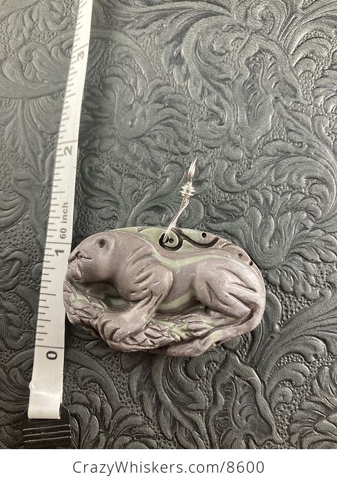 Stone Pendant Jewelry Cougar Mountain Lion Puma Panther Leopard Carved Jasper - #eVD4qPfRalk-8