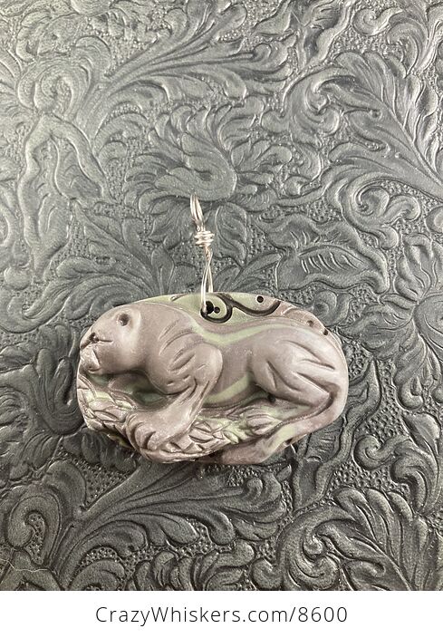 Stone Pendant Jewelry Cougar Mountain Lion Puma Panther Leopard Carved Jasper - #eVD4qPfRalk-7