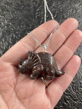 Stone Triceratops Dinosaur Pendant Necklace Jewelry #ndsxUD4ArKo