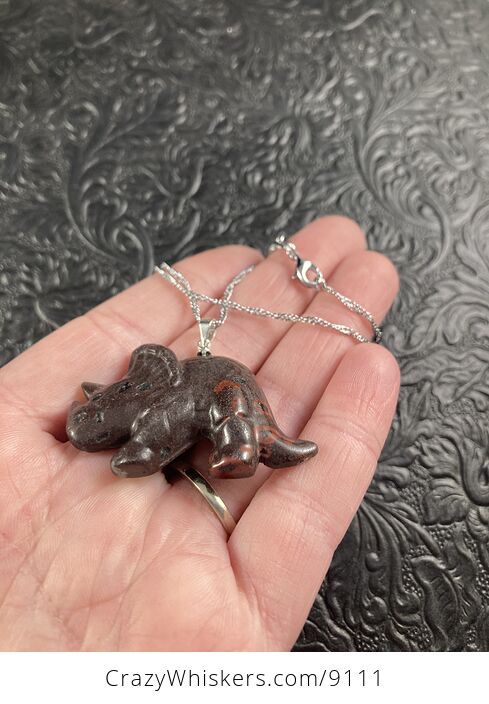 Stone Triceratops Dinosaur Pendant Necklace Jewelry - #VUdDDw9EOxY-3