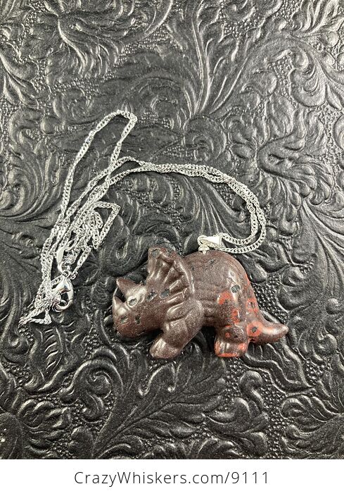 Stone Triceratops Dinosaur Pendant Necklace Jewelry - #VUdDDw9EOxY-1