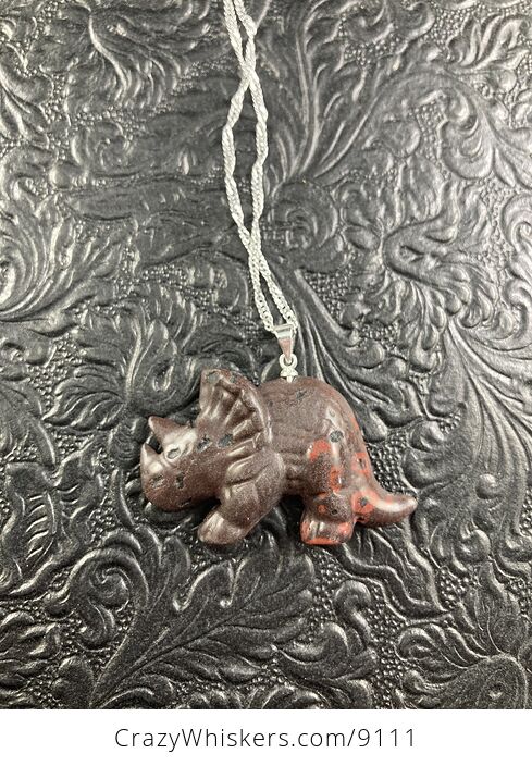 Stone Triceratops Dinosaur Pendant Necklace Jewelry - #VUdDDw9EOxY-6