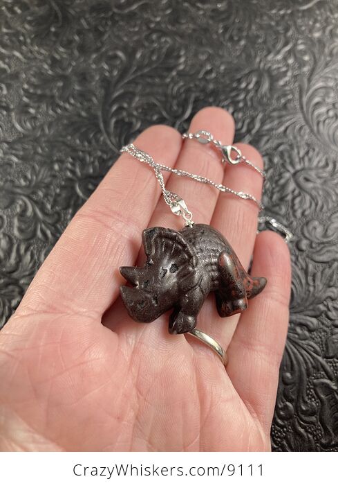 Stone Triceratops Dinosaur Pendant Necklace Jewelry - #VUdDDw9EOxY-5