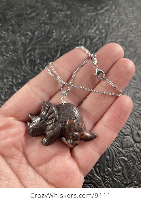 Stone Triceratops Dinosaur Pendant Necklace Jewelry - #VUdDDw9EOxY-2