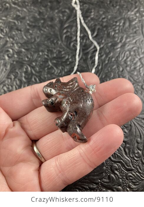Stone Triceratops Dinosaur Pendant Necklace Jewelry - #ndsxUD4ArKo-4
