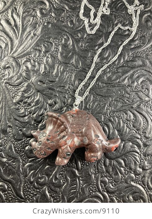 Stone Triceratops Dinosaur Pendant Necklace Jewelry - #ndsxUD4ArKo-6