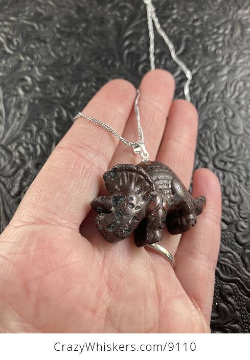 Stone Triceratops Dinosaur Pendant Necklace Jewelry - #ndsxUD4ArKo-3