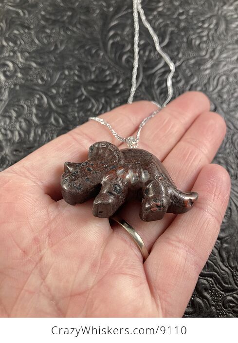 Stone Triceratops Dinosaur Pendant Necklace Jewelry - #ndsxUD4ArKo-2