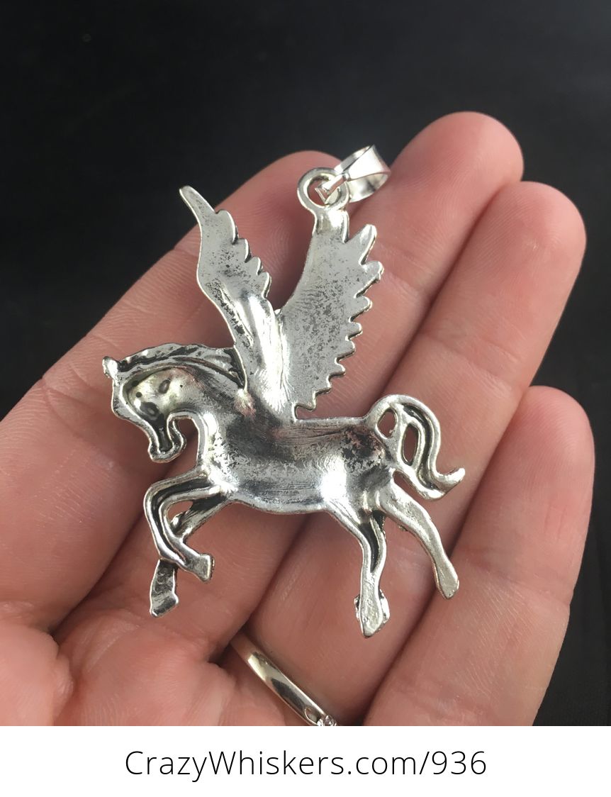 Silver flying horse pendant stainless steel PEGASUS ball chain necklace