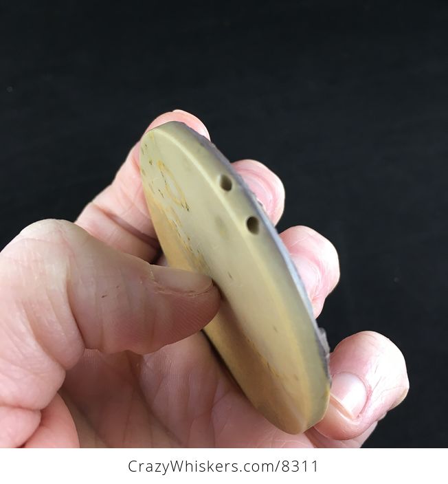 Stunning Arowana Fish Carved Ribbon Jasper Stone Pendant Jewelry - #mamQMmYdp5U-5
