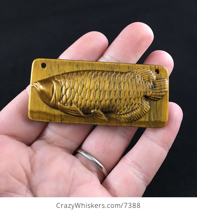 Stunning Arowana Fish Carved Tiger Eye Stone Pendant Jewelry - #ByeBDAZ0FM4-1