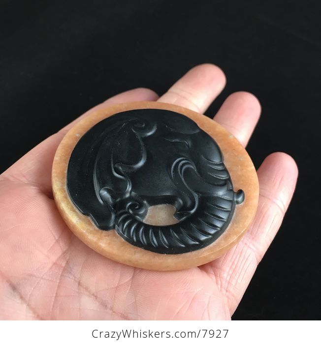 Stunning Elephant Face Carved Black Jasper Stone Pendant Jewelry - #W2Wei90mSk8-2