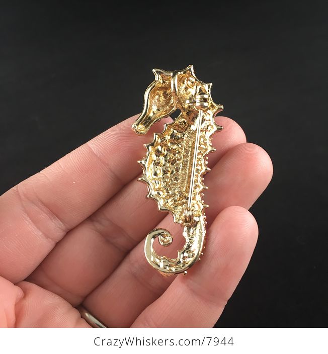Stunning Pink and Gold Seahorse Pendant and Brooch Jewelry - #ImDdVVk45So-4