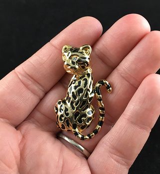 Stunning Vintage Leopard Jaguar Big Cat Jewelry Brooch Pin #xmyZGlu4Ah0