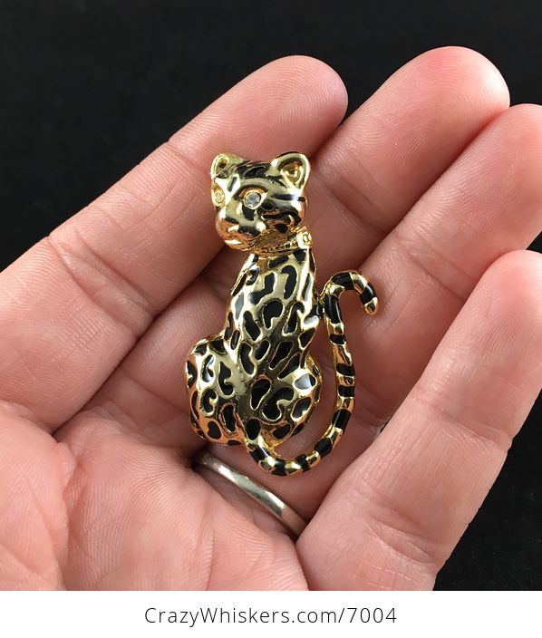 Stunning Vintage Leopard Jaguar Big Cat Jewelry Brooch Pin - #xmyZGlu4Ah0-1