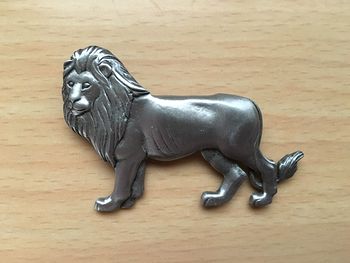 Stunning Vintage Pewter Tone Standing Male Lion Brooch Pin by Jj #7wKB2E4xL3w