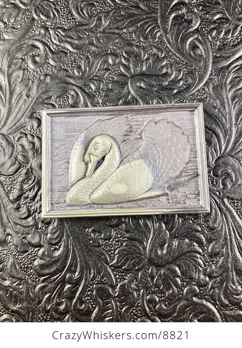 Swan Carved Jasper Stone Pendant Jewelry Mini Art Ornament - #J9Weqe7QwxM-3