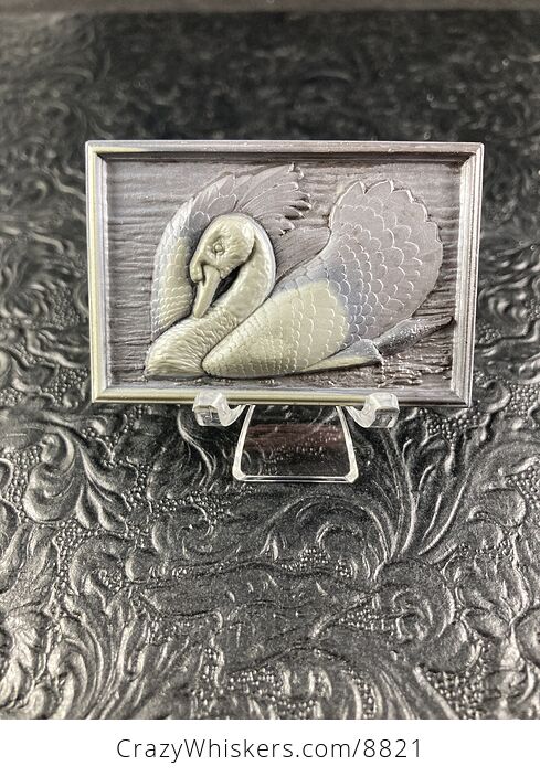 Swan Carved Jasper Stone Pendant Jewelry Mini Art Ornament - #J9Weqe7QwxM-1