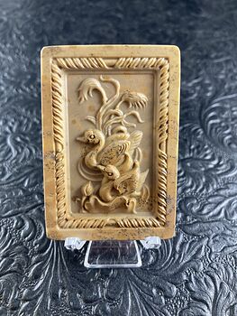 Swan Pair Carved Mini Art Jasper Stone Pendant Cabochon Jewelry #gj27FlnggU4