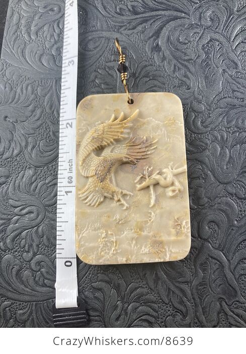 Swooping Eagle and Snake Carved in Jasper Stone Pendant Jewelry Mini Art Ornament - #14roglQwUF0-6
