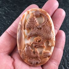 Swooping Eagle Carved Red Jasper Stone Pendant Jewelry #JwUC8pSrRy0