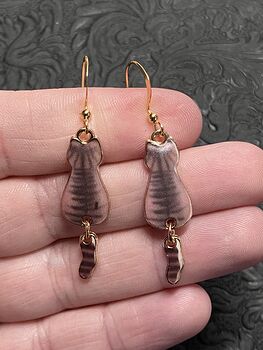 Tabby Cat Dangly Tail Earrings #Fz5M17sszbU