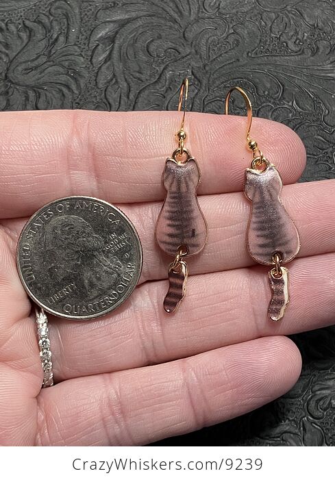 Tabby Cat Dangly Tail Earrings - #Fz5M17sszbU-4