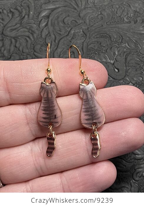 Tabby Cat Dangly Tail Earrings - #Fz5M17sszbU-2