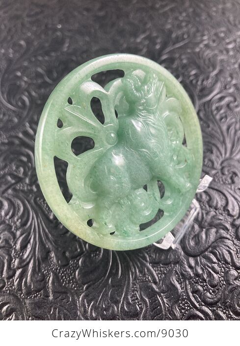 Taurus Bull Carved Green Aventurine Stone Pendant Cabochon Jewelry Mini Art Ornament - #dayeYAACTB8-3