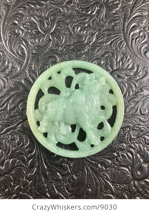 Taurus Bull Carved Green Aventurine Stone Pendant Cabochon Jewelry Mini Art Ornament - #dayeYAACTB8-6