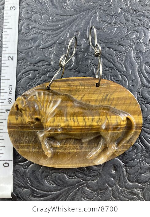 Taurus Bull Carved in Tigers Eye Stone Crystal Jewelry Pendant Mini Art or Ornament - #Z0HUv9NR2XA-5